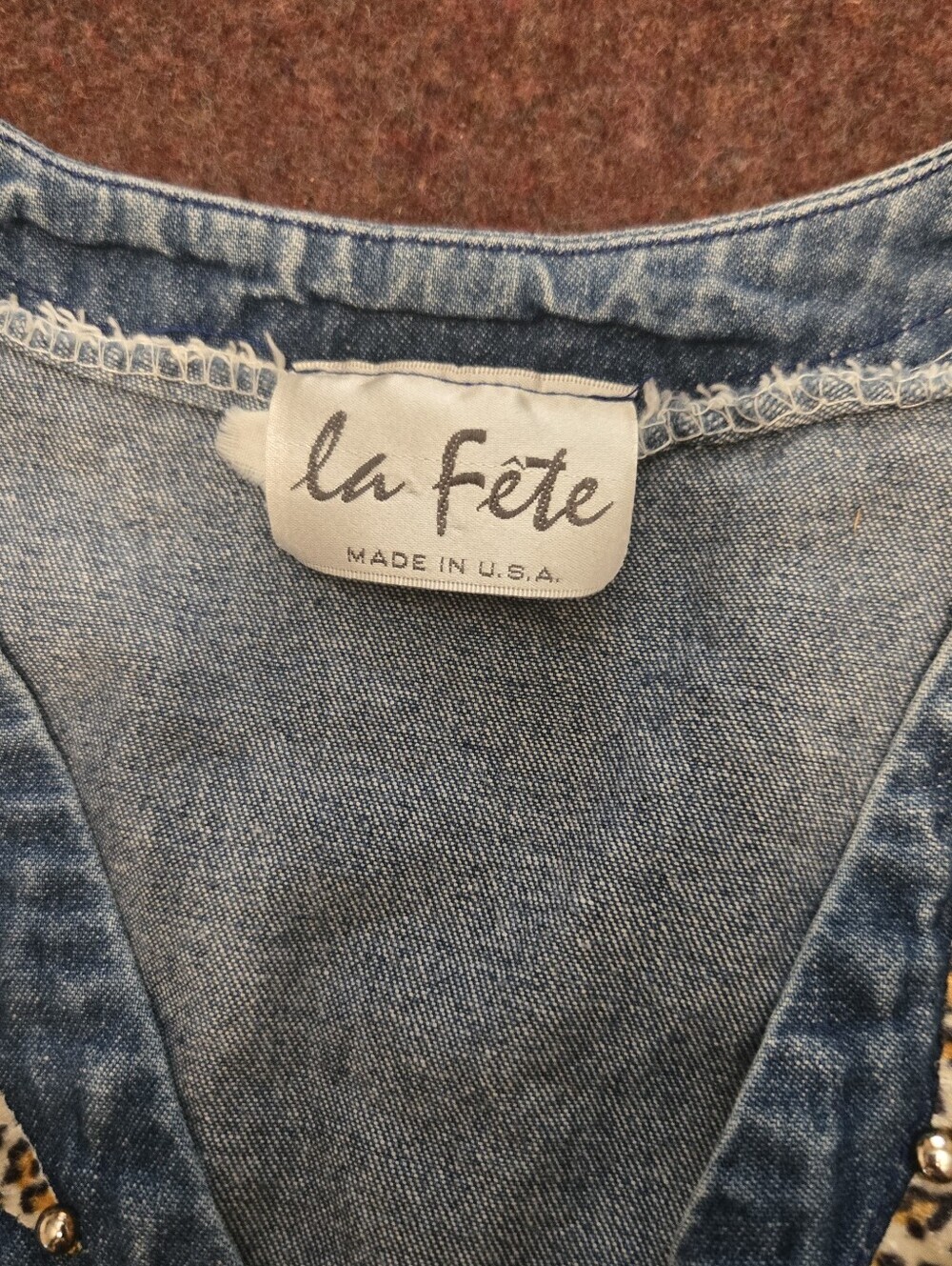 Le Fete 80s/90s Maximalist Western-style Cotton Denim Shirt With Animal Print XL - Picture 2 of 10